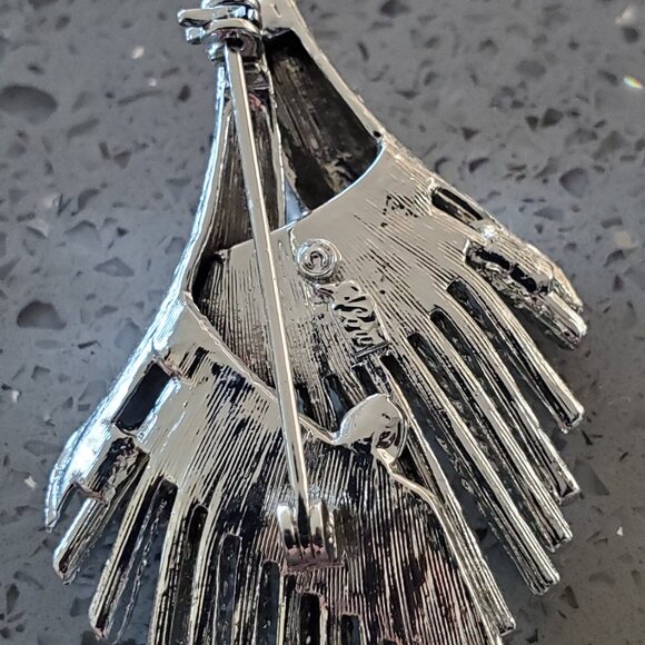 Vintage Signed Coro Pegasus Silvertone Wheat Leaf Brooch - Picture 9 of 10